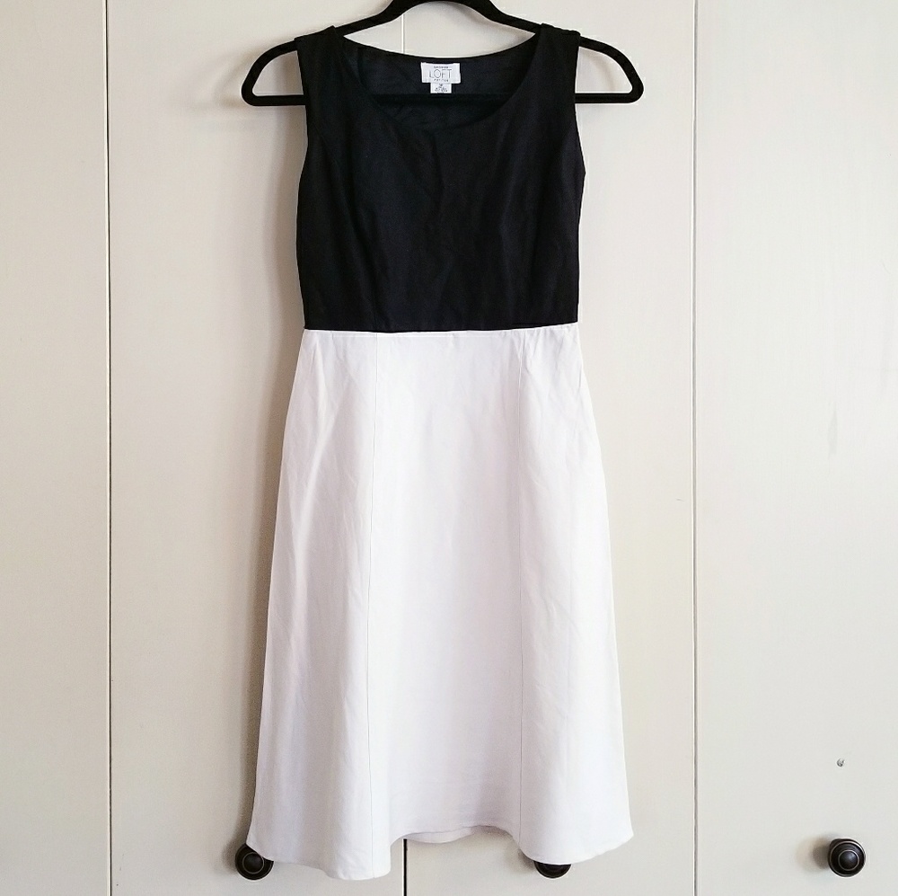 LOFT Petites Colorblock Linen Blend Dress - Picture 2 of 6